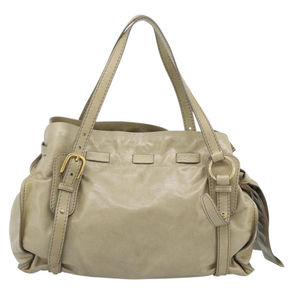 Miu Miu Tote Bag Leather Green Gold Auth 183837SAM