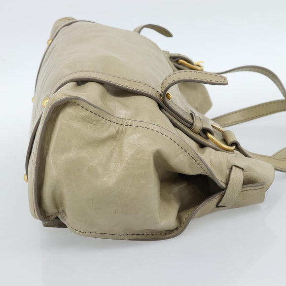 Miu Miu Tote Bag Leather Green Gold Auth 183837SAM