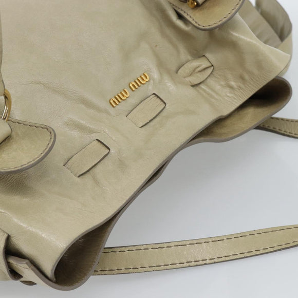 Miu Miu Tote Bag Leather Green Gold Auth 183837SAM