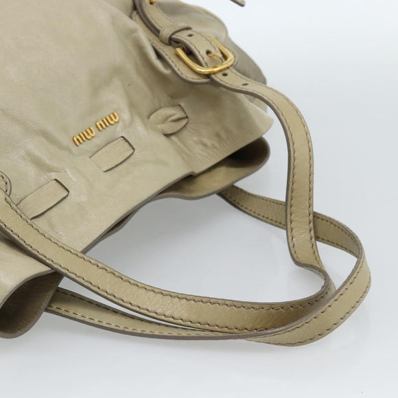 Miu Miu Tote Bag Leather Green Gold Auth 183837SAM