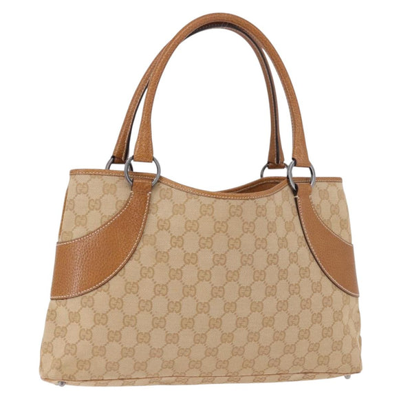 GUCCI GG Canvas Handtasche Beige Silber 113015 Auth 183839A