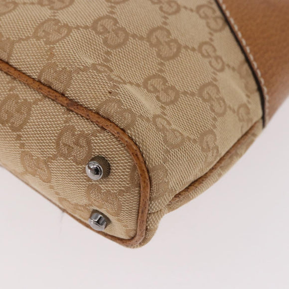 GUCCI GG Canvas Handtasche Beige Silber 113015 Auth 183839A