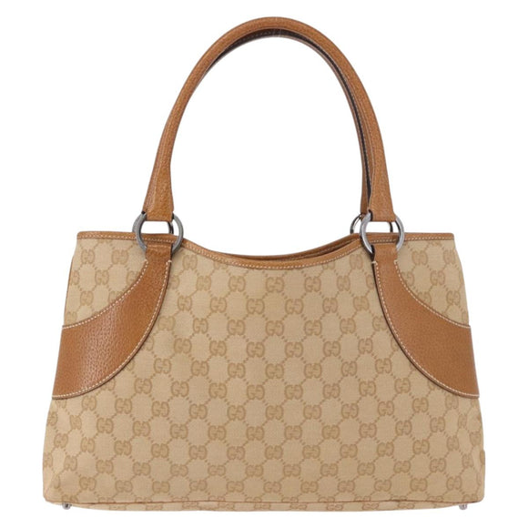 GUCCI GG Canvas Handtasche Beige Silber 113015 Auth 183839A