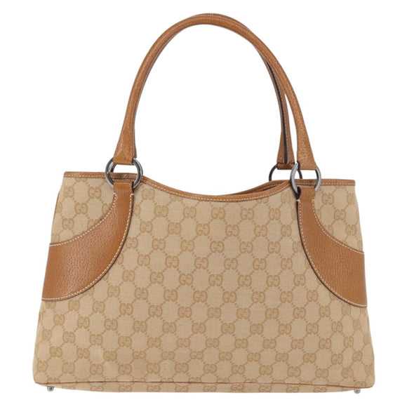 GUCCI GG Canvas Handtasche Beige Silber 113015 Auth 183839A