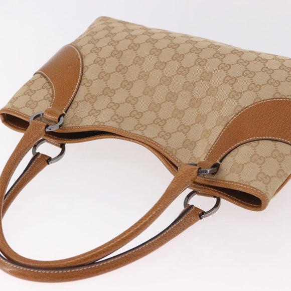 GUCCI GG Canvas Handtasche Beige Silber 113015 Auth 183839A