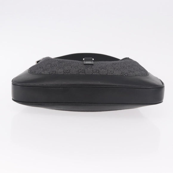 GUCCI GG Canvas Jackie Shoulder Bag Black Silver 00963 Auth 183840V