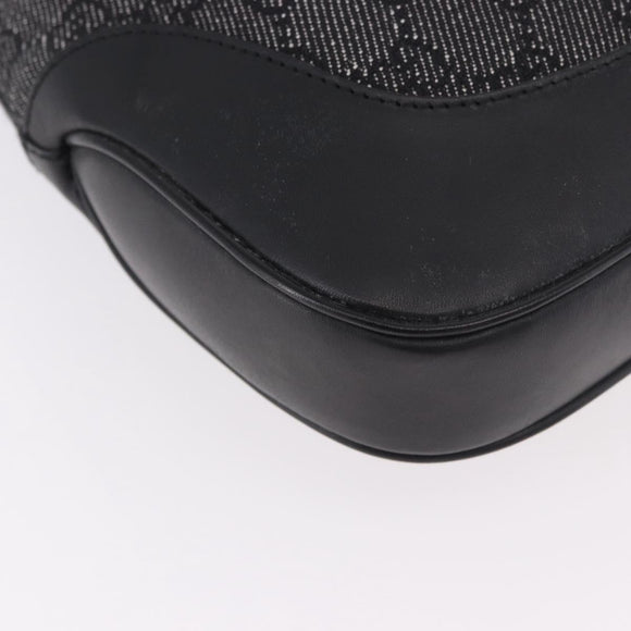 GUCCI GG Canvas Jackie Shoulder Bag Black Silver 00963 Auth 183840V