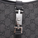 GUCCI GG Canvas Jackie Shoulder Bag Black Silver 00963 Auth 183840V-15