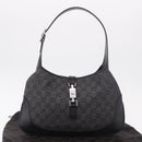 GUCCI GG Canvas Jackie Shoulder Bag Black Silver 00963 Auth 183840V-24