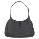 GUCCI GG Canvas Jackie Shoulder Bag Black Silver 00963 Auth 183840V-3