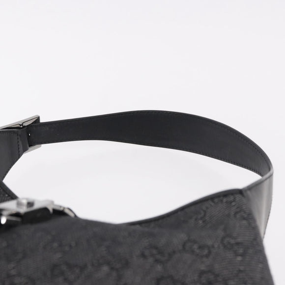 GUCCI GG Canvas Jackie Shoulder Bag Black Silver 00963 Auth 183840V