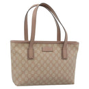GUCCI GG Supreme Tote Bag PVC Beige Gold 211138 Auth 183842A-1