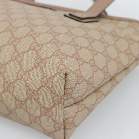 GUCCI GG Supreme Tote Bag PVC Beige Gold 211138 Auth 183842A