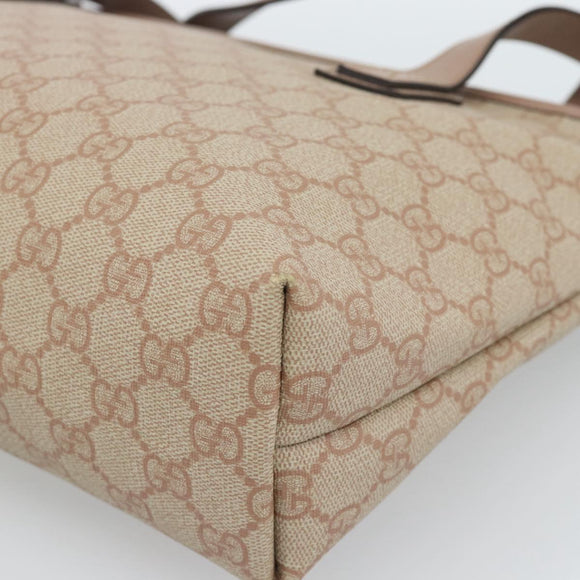 GUCCI GG Supreme Tote Bag PVC Beige Gold 211138 Auth 183842A