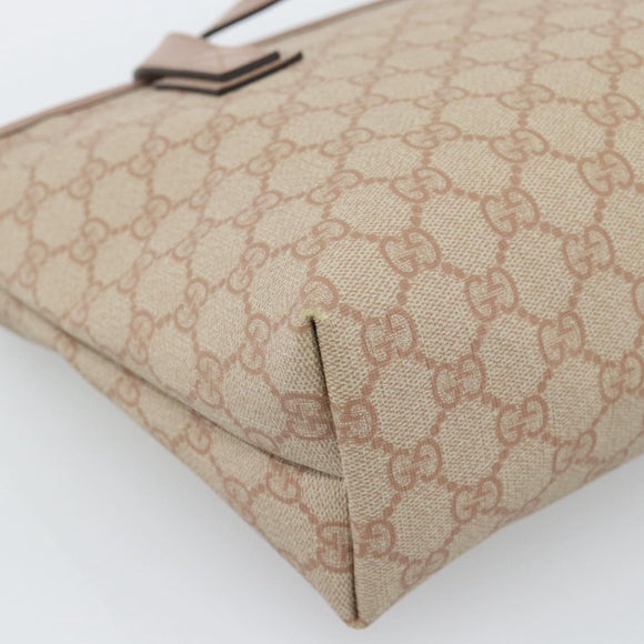 GUCCI GG Supreme Tote Bag PVC Beige Gold 211138 Auth 183842A