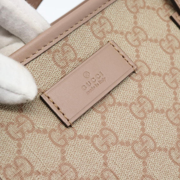 GUCCI GG Supreme Tote Bag PVC Beige Gold 211138 Auth 183842A