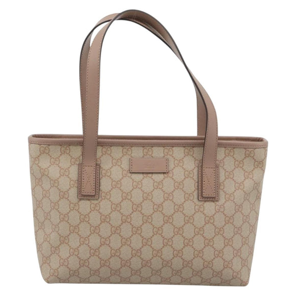 GUCCI GG Supreme Tote Bag PVC Beige Gold 211138 Auth 183842A