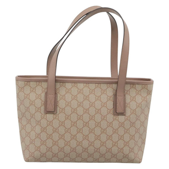 GUCCI GG Supreme Tote Bag PVC Beige Gold 211138 Auth 183842A