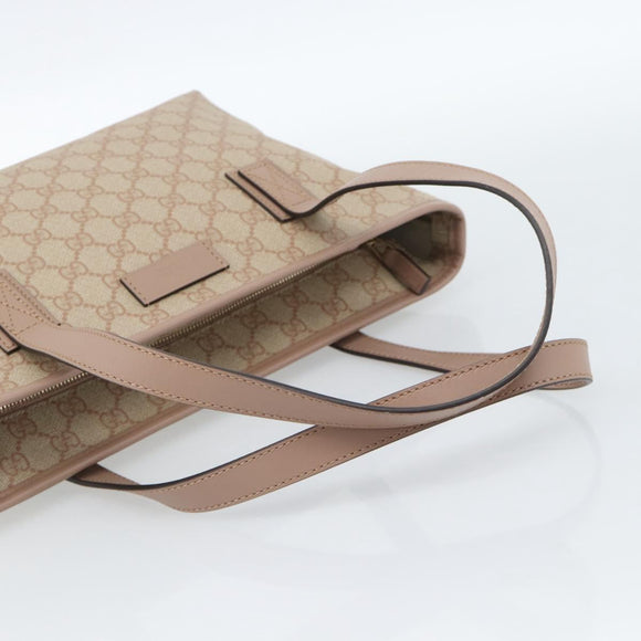 GUCCI GG Supreme Tote Bag PVC Beige Gold 211138 Auth 183842A