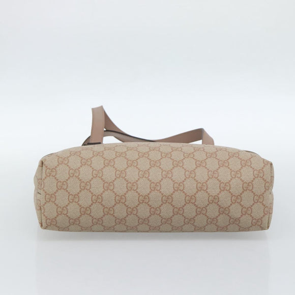 GUCCI GG Supreme Tote Bag PVC Beige Gold 211138 Auth 183842A