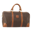 CELINE Macadam Canvas Boston Bag PVC Leather Brown Gold Auth 183843A-1