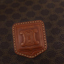 CELINE Macadam Canvas Boston Bag PVC Leather Brown Gold Auth 183843A-17