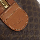 CELINE Macadam Canvas Boston Bag PVC Leather Brown Gold Auth 183843A-18