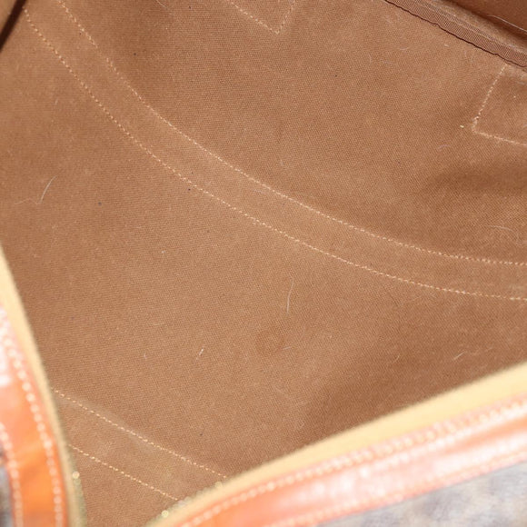 CELINE Macadam Canvas Boston Bag PVC Leather Brown Gold Auth 183843A