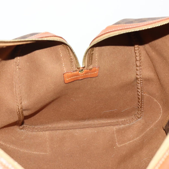 CELINE Macadam Canvas Boston Bag PVC Leather Brown Gold Auth 183843A