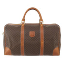 CELINE Macadam Canvas Boston Bag PVC Leather Brown Gold Auth 183843A-13