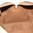 CELINE Macadam Canvas Boston Bag PVC Leather Brown Gold Auth 183843A-21