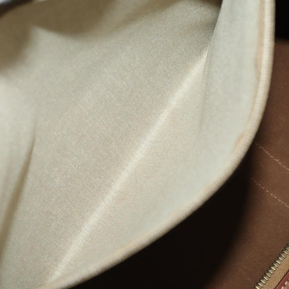 CELINE Macadam Canvas Boston Bag PVC Leather Brown Gold Auth 183843A