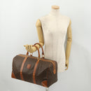 CELINE Macadam Canvas Boston Bag PVC Leather Brown Gold Auth 183843A-24
