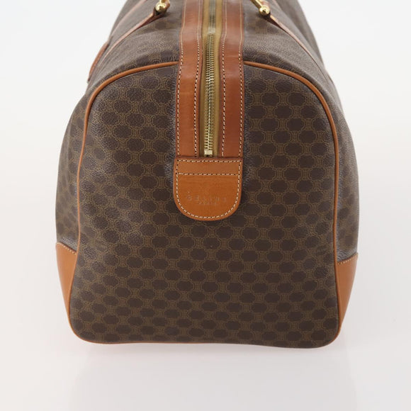 CELINE Macadam Canvas Boston Bag PVC Leather Brown Gold Auth 183843A