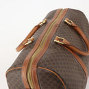 CELINE Macadam Canvas Boston Bag PVC Leather Brown Gold Auth 183843A-6