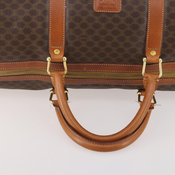 CELINE Macadam Canvas Boston Bag PVC Leather Brown Gold Auth 183843A