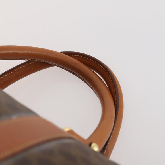 CELINE Macadam Canvas Boston Bag PVC Leather Brown Gold Auth 183843A