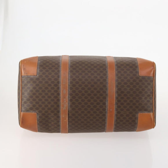 CELINE Macadam Canvas Boston Bag PVC Leather Brown Gold Auth 183843A