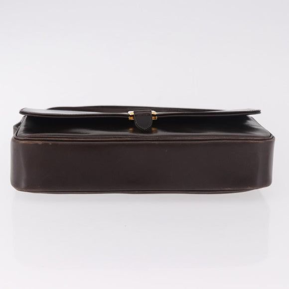 Christian Dior Shoulder Bag Leather Brown Gold Auth 183849