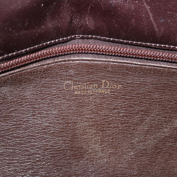 Christian Dior Shoulder Bag Leather Brown Gold Auth 183849