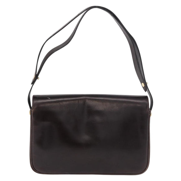 Christian Dior Shoulder Bag Leather Brown Gold Auth 183849