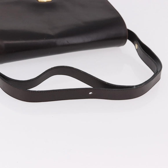 Christian Dior Shoulder Bag Leather Brown Gold Auth 183849