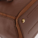 SAINT LAURENT Muse Toe Hand Bag Leather Brown Gold Auth 183850V-9