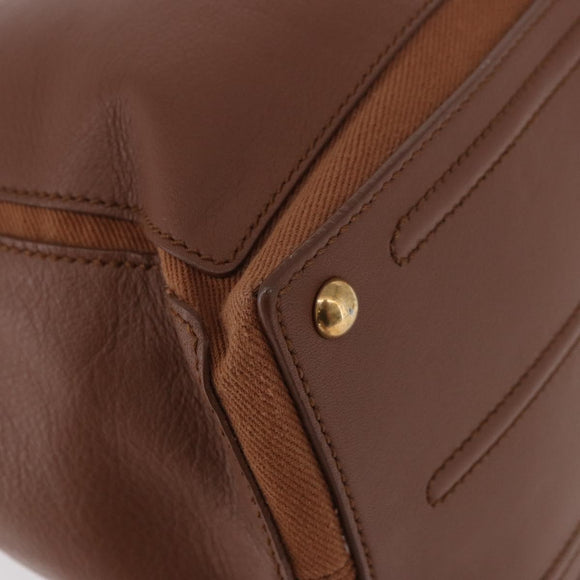 SAINT LAURENT Muse Toe Hand Bag Leather Brown Gold Auth 183850V