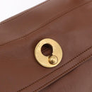 SAINT LAURENT Muse Toe Hand Bag Leather Brown Gold Auth 183850V-17