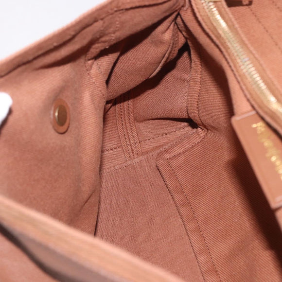 SAINT LAURENT Muse Toe Hand Bag Leather Brown Gold Auth 183850V