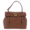 SAINT LAURENT Muse Toe Hand Bag Leather Brown Gold Auth 183850V-13