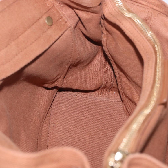 SAINT LAURENT Muse Toe Hand Bag Leather Brown Gold Auth 183850V