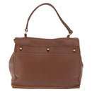 SAINT LAURENT Muse Toe Hand Bag Leather Brown Gold Auth 183850V-2