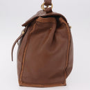 SAINT LAURENT Muse Toe Hand Bag Leather Brown Gold Auth 183850V-3